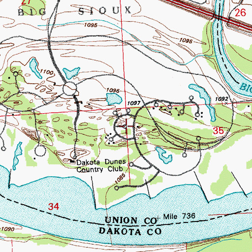 Topographic Map of Dakota Dunes, SD