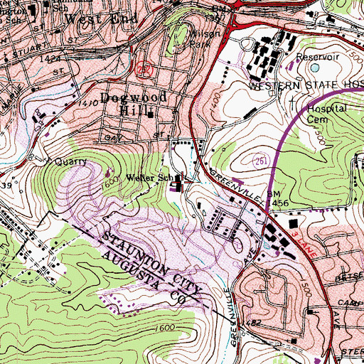 Topographic Map of Bessie Weller Elementary School, VA