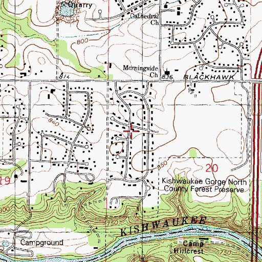 Topographic Map of Burr Oak Acres, IL