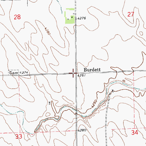 Topographic Map of Burdett, CO