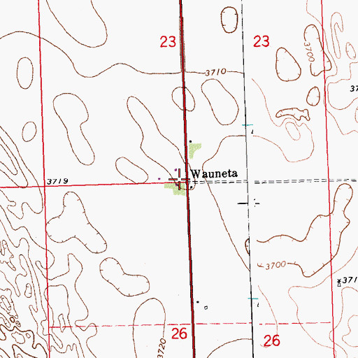 Topographic Map of Wauneta, CO