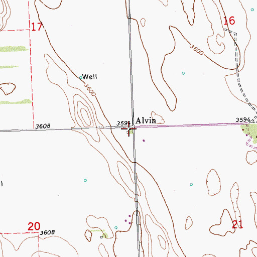 Topographic Map of Alvin, CO