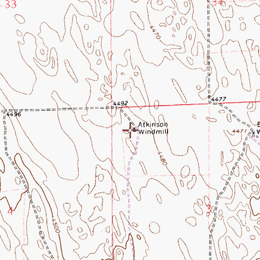 Topographic Map of Atkinson Windmill, CO