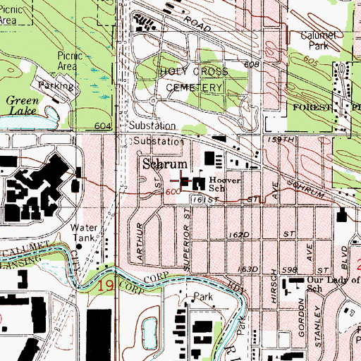 Topographic Map of Hoover West Elementary School, IL