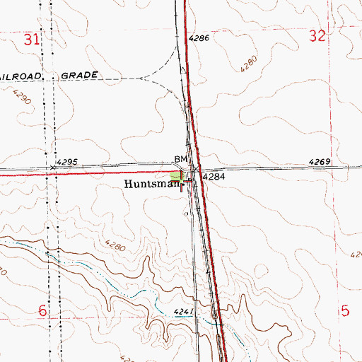 Topographic Map of Huntsman Post Office (historical), NE