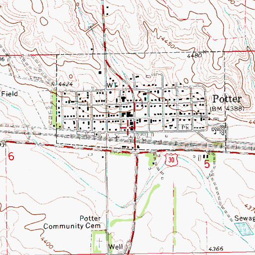 Topographic Map of Potter-Dix Elementary School, NE
