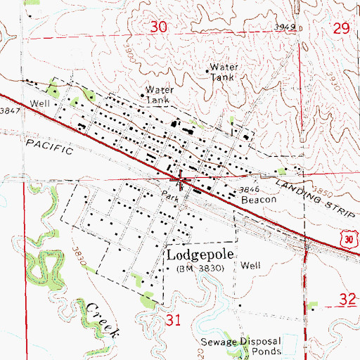 Topographic Map of Lodgepole Post Office, NE