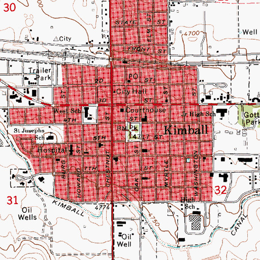 Topographic Map of Kimball City Park, NE