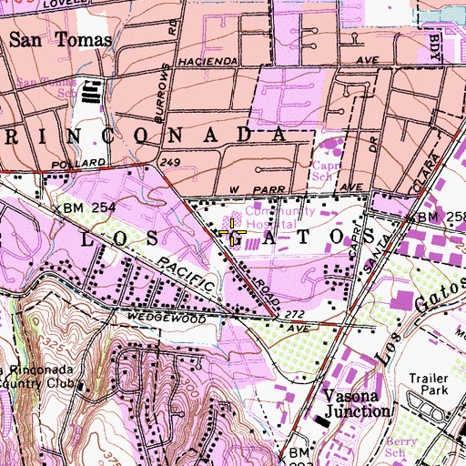 Topographic Map of El Camino Hospital Los Gatos, CA