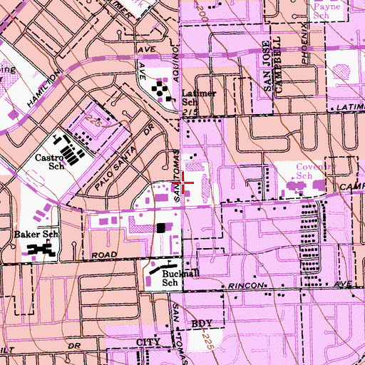 Topographic Map of San Tomas Plaza Shopping Center, CA