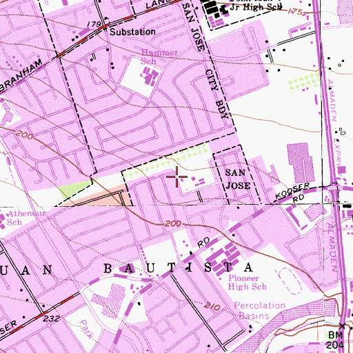 Topographic Map of Almaden Elementary School, CA