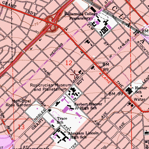 Topographic Map of Hosanna Presbyterian Church, CA