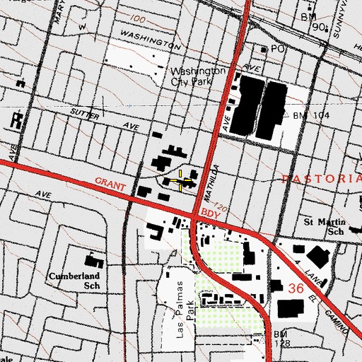 Topographic Map of Sunnyvale City Hall, CA
