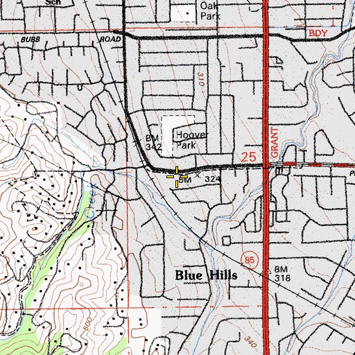 Topographic Map of Congregation Beth David, CA
