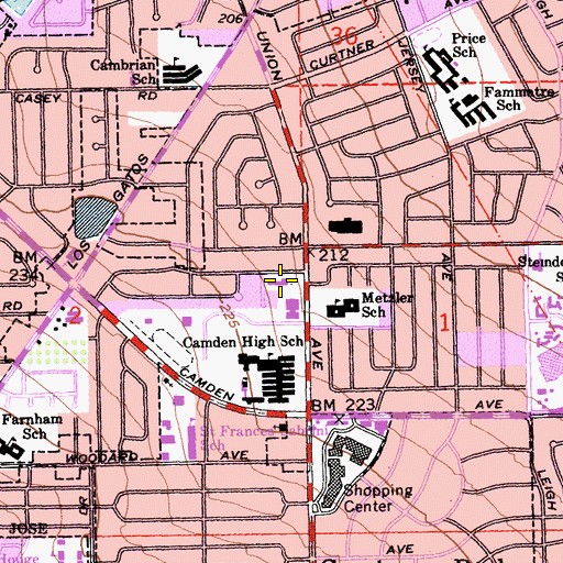 Topographic Map of San Jose New Life Mission Church, CA