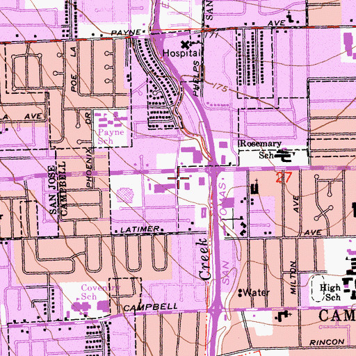 Topographic Map of Hamilton Shopping Center, CA