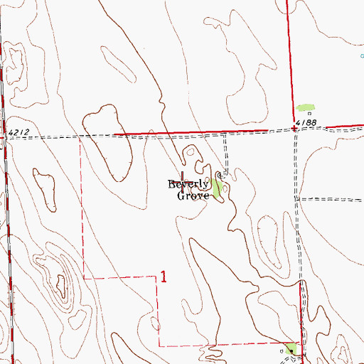 Topographic Map of Beverly Grove, CO