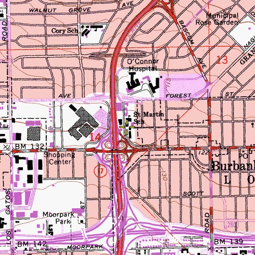 Topographic Map of Saint Martin of Tours Church, CA