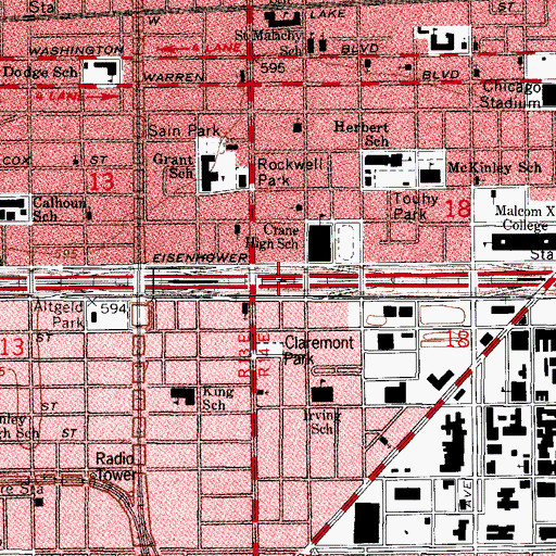 Topographic Map of Interchange 27C, IL