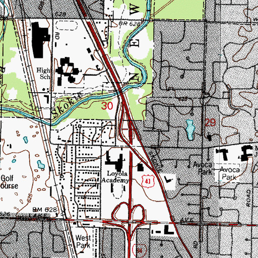 Topographic Map of Interchange 34A, IL