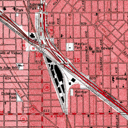 Topographic Map of Interchange 43C, IL