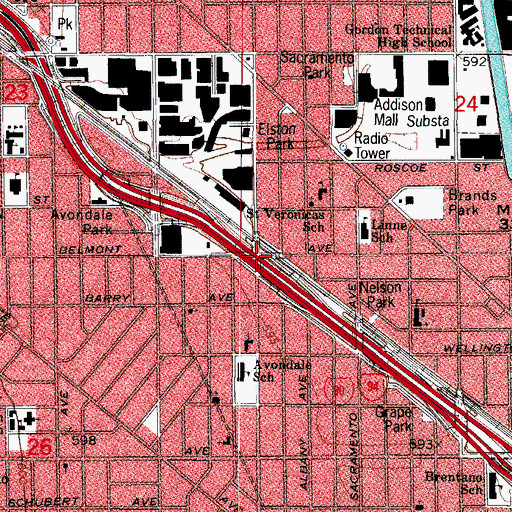 Topographic Map of Interchange 45C, IL