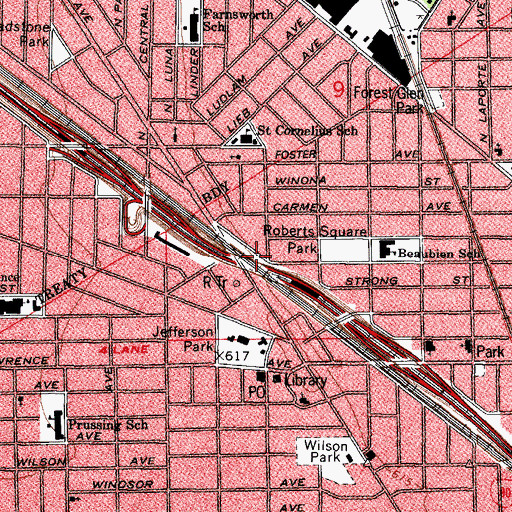 Topographic Map of Jefferson Park English Lutheran Church, IL