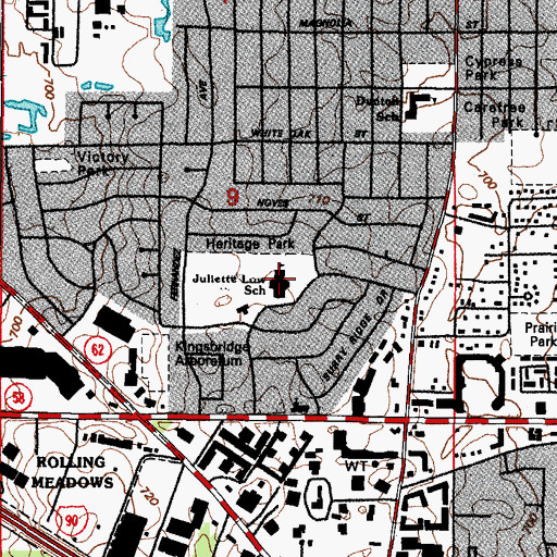 Topographic Map of Juliette Low Elementary School, IL