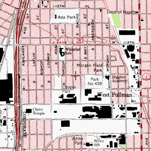 Topographic Map of Maple Park United Methodist Church, IL