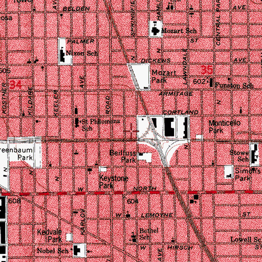 Topographic Map of McAuliffe Elementary School, IL