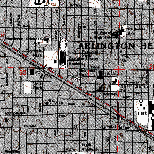 Topographic Map of Memorial Park, IL