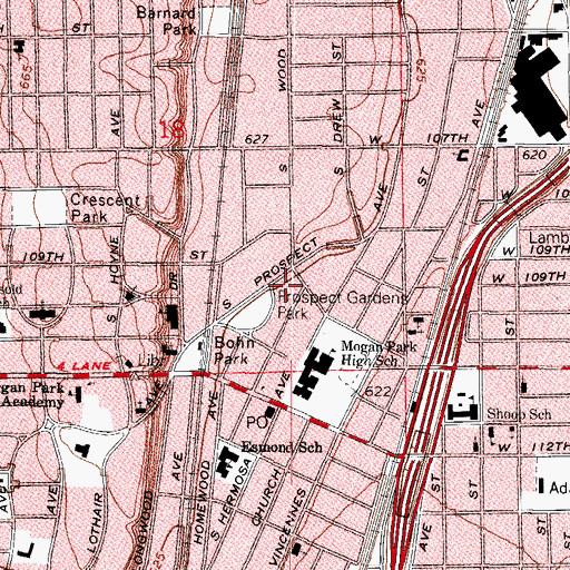 Topographic Map of Morgan Park Christian Church, IL
