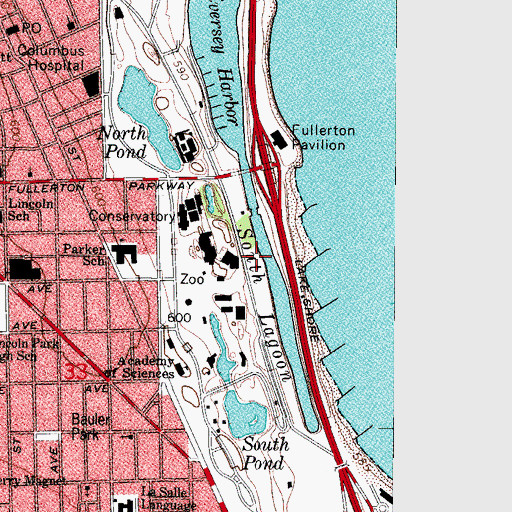 Topographic Map of Lincoln Park Boat Club, IL