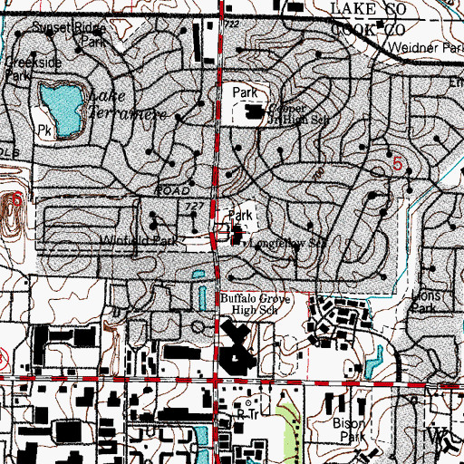 Topographic Map of Henry Wadsworth Longfellow Elementary School, IL