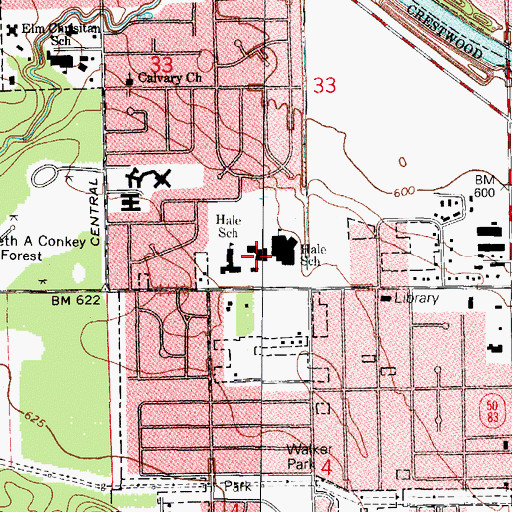 Topographic Map of Nathan Hale Intermediate School, IL