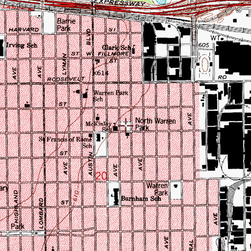 Topographic Map of North Warren Park, IL