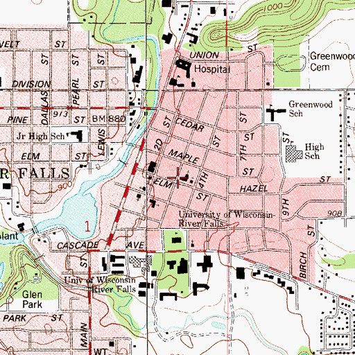 Topographic Map of First Congregational Church, WI