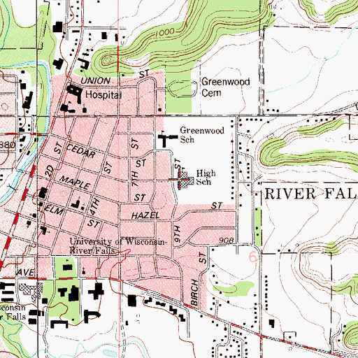 Topographic Map of Meyer Middle School, WI