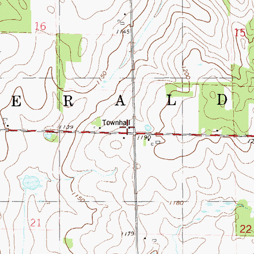 Topographic Map of Emerald Townhall, WI
