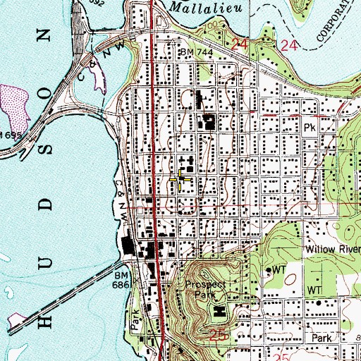 Topographic Map of First Presbyterian Church, WI