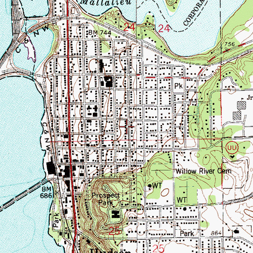 Topographic Map of Sixth Street Historic District, WI