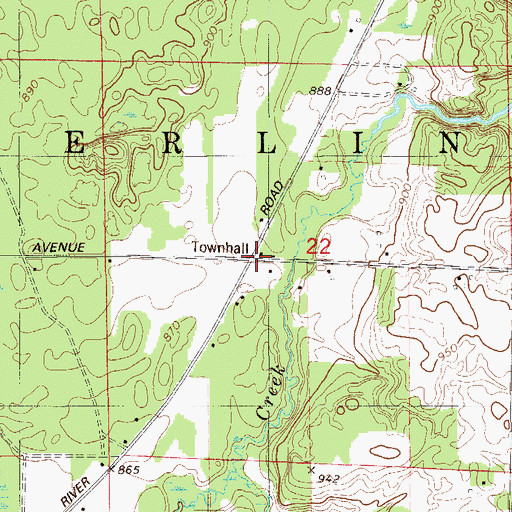 Topographic Map of Sterling Townhall, WI