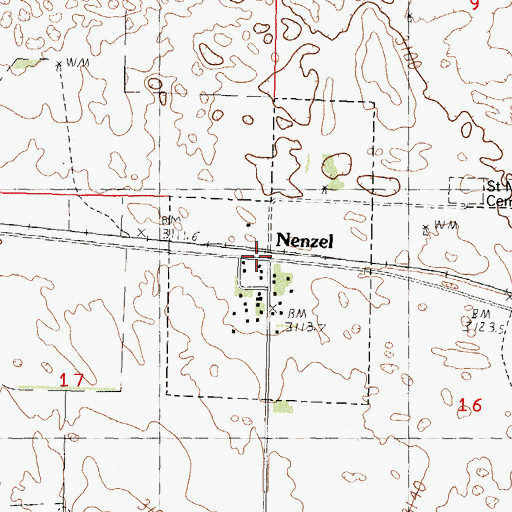 Topographic Map of Nenzel Post Office, NE