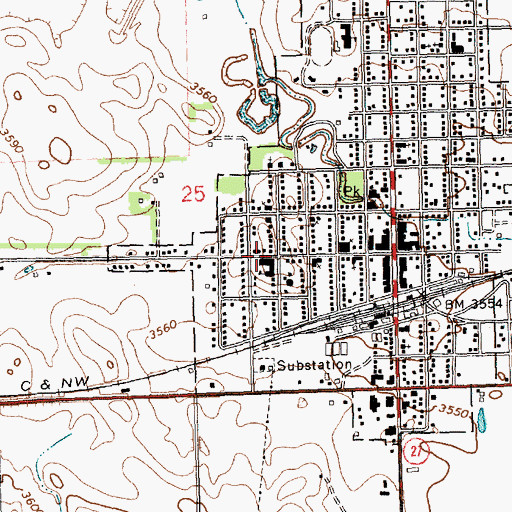 Topographic Map of Gordon Elementary School, NE