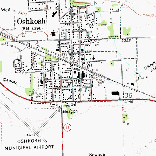 Topographic Map of Oshkosh Police Department, NE