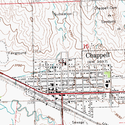 Topographic Map of Chappell Elementary School, NE