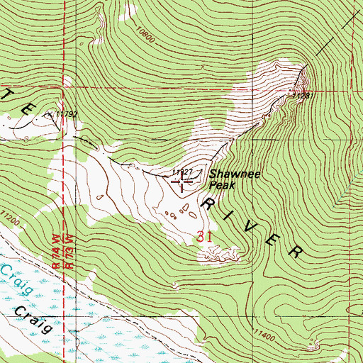 Topographic Map of Shawnee Peak, CO