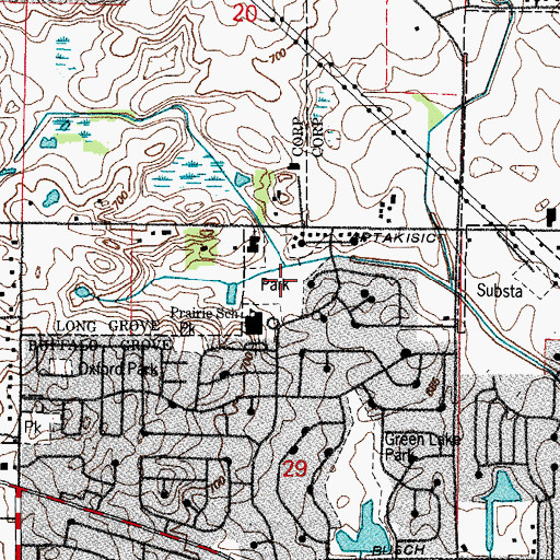 Topographic Map of Prairie Park, IL