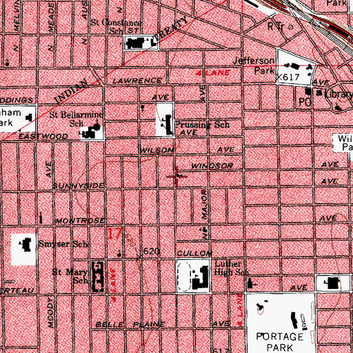 Topographic Map of Portage Park Presbyterian Church, IL