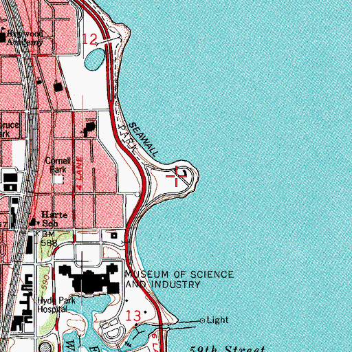 Topographic Map of Promontory Point Park, IL
